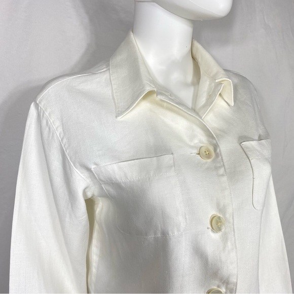 Gap 4-Pocket Front Off-White Linen Shirt Jacket - Picture 6 of 8